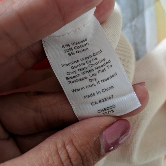 Talbots Coral and Cream Color Striped Sweater - Picture 6 of 7